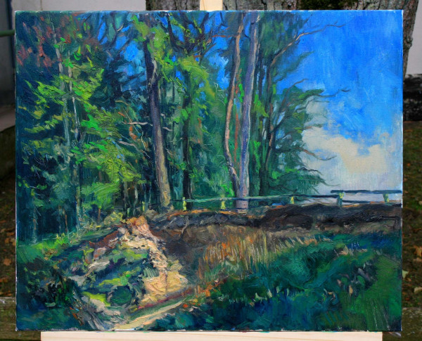 Na skarpie przy brzegu  olej na płótnie 50X60.jpg