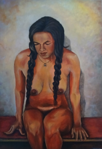 Pogrążona w zadumie - akryl na płótnie 100x70 cm.jpg